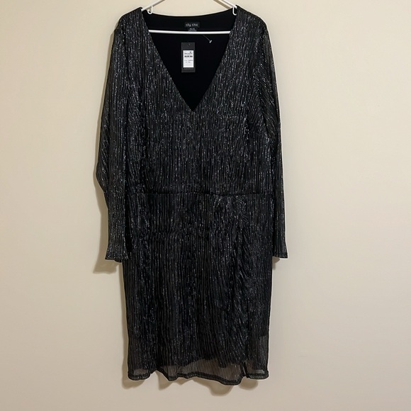 City Chic women’s plus size dress Sparkle Gunmetal size XXL/24 NWT - Picture 9 of 11